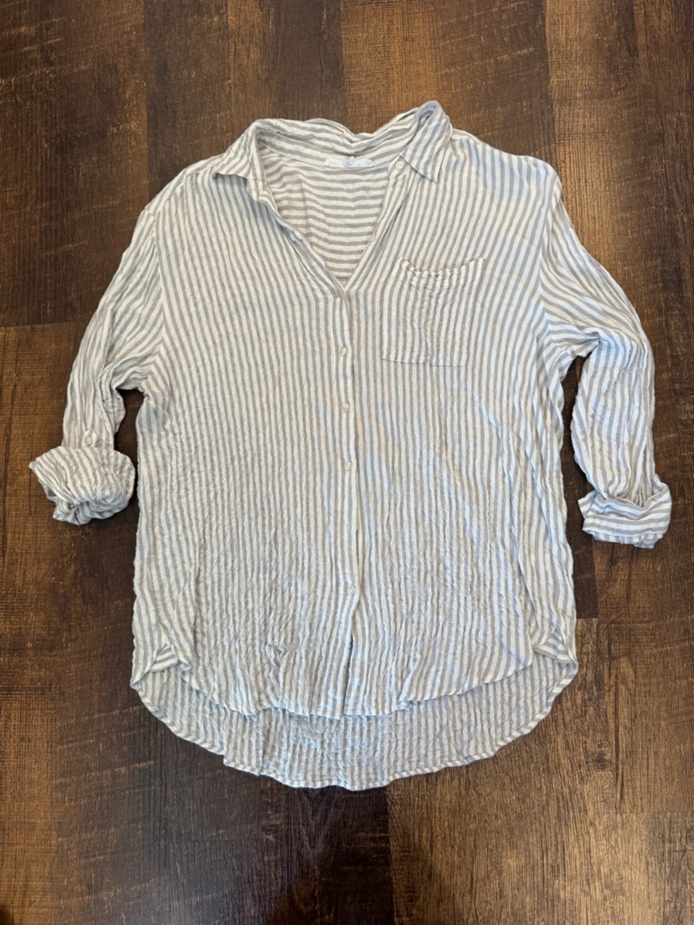 Jane and delancey Light Blue & White Striped Women's Button-Front Shirt